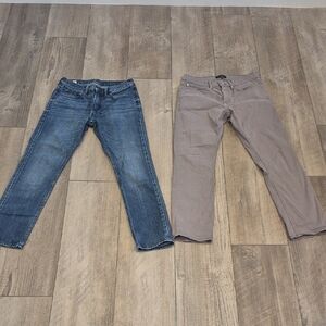 Banana Republic | 2 PAIRS Of Men's Blue and Gray Jeans Slim Fit  | SIZE 30L X30W